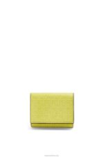 Loewe Women Repeat trifold wallet in embossed silk calfskin 206XF1317 Lime Yellow