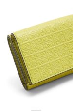 Loewe Women Repeat trifold wallet in embossed silk calfskin 206XF1317 Lime Yellow - Image 6