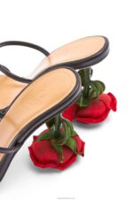 Loewe Women Rose heel sandal in goatskin 206XF714 Black - Image 4