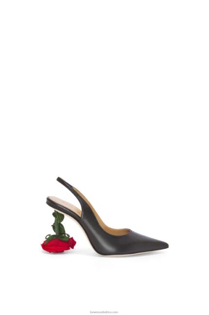 Loewe Women Rose heel slingback in calfskin 206XF756 Black