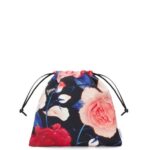 Loewe Women Roses drawstring pouch in canvas 206XF586 Black