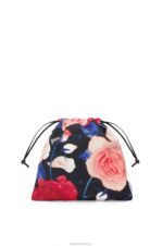 Loewe Women Roses drawstring pouch in canvas 206XF586 Black