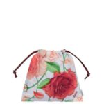 Loewe Women Roses drawstring pouch in canvas 206XF587 Blue Lilac