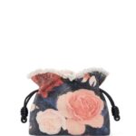 Loewe Women Roses Flamenco clutch in denim 206XF389 Black