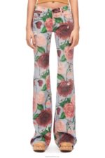 Loewe Women Roses jeans in denim 206XF1166 Pink/Red - Image 2