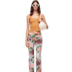 Loewe Women Roses jeans in denim 206XF1166 Pink/Red