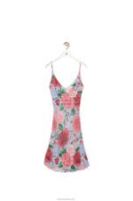 Loewe Women Roses strappy dress in viscose 206XF1047 Pink Multitone - Image 4