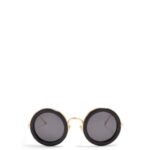 Loewe Women Round sunglasses in acetate 206XF1494 Black Gold