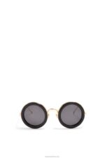 Loewe Women Round sunglasses in acetate 206XF1494 Black Gold