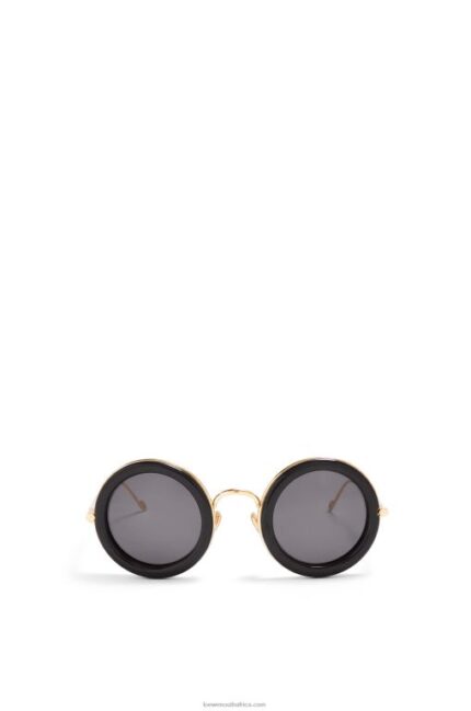 Loewe Women Round sunglasses in acetate 206XF1494 Black Gold