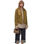 Loewe Women Short jacket in shearling 206XF1125 Khaki Green