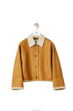 Loewe Women Short jacket in shearling 206XF1148 White/Camel - Image 5
