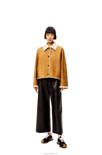 Loewe Women Short jacket in shearling 206XF1148 White/Camel