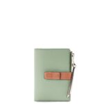 Loewe Women Slim zip bifold wallet in soft grained calfskin 206XF1224 Rosemary/Tan