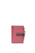 Loewe Women Slim zip bifold wallet in soft grained calfskin 206XF1242 Plumrose/Chocolate