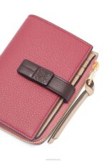 Loewe Women Slim zip bifold wallet in soft grained calfskin 206XF1242 Plumrose/Chocolate - Image 6