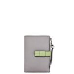 Loewe Women Slim zip bifold wallet in soft grained calfskin 206XF1251 Pearl Grey/Light Pale Green