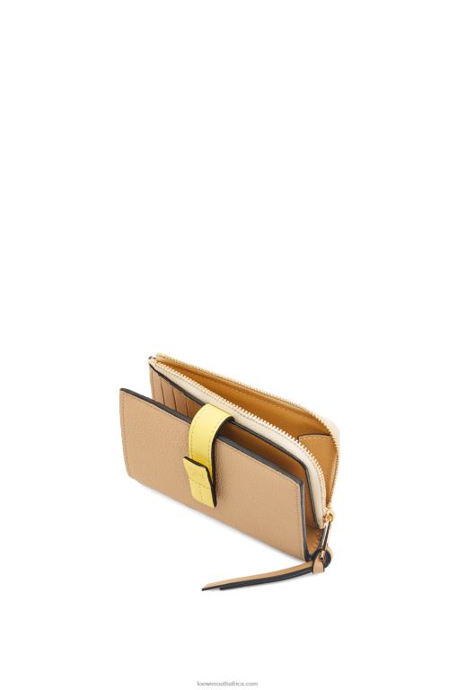 Loewe Women Slim zip bifold wallet in soft grained calfskin 206XF1265 Butter/Pale Lemon - Image 3