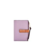 Loewe Women Slim zip bifold wallet in soft grained calfskin 206XF1269 Dirty Mauve/Tan