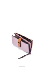 Loewe Women Slim zip bifold wallet in soft grained calfskin 206XF1269 Dirty Mauve/Tan - Image 3