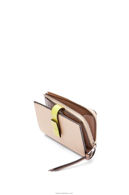 Loewe Women Slim zip bifold wallet in soft grained calfskin 206XF1298 Nude/Citronelle - Image 3