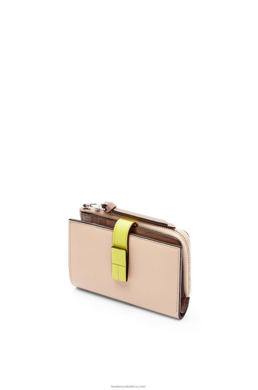 Loewe Women Slim zip bifold wallet in soft grained calfskin 206XF1298 Nude/Citronelle - Image 5