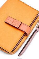 Loewe Women Slim zip bifold wallet in soft grained calfskin 206XF1299 Mandarin/Coral Reef - Image 6