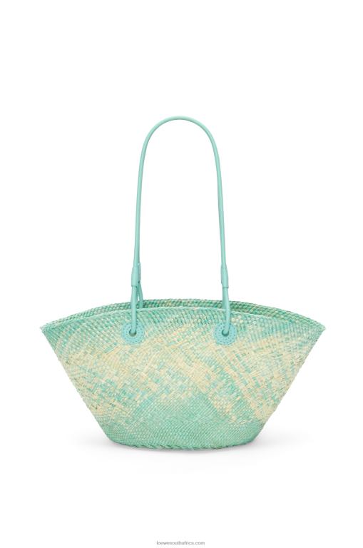 Loewe Women Small Anagram basket bag in iraca palm and calfskin 206XF110 Fresh Mint - Image 4