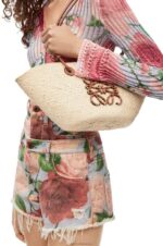 Loewe Women Small Anagram Basket bag in iraca palm and calfskin 206XF19 Natural/Tan - Image 2
