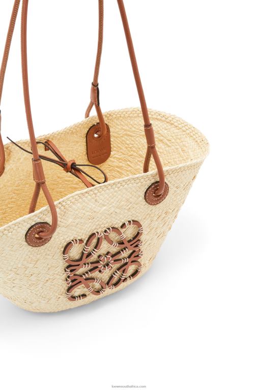 Loewe Women Small Anagram Basket bag in iraca palm and calfskin 206XF19 Natural/Tan - Image 4