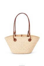 Loewe Women Small Anagram Basket bag in iraca palm and calfskin 206XF19 Natural/Tan - Image 6