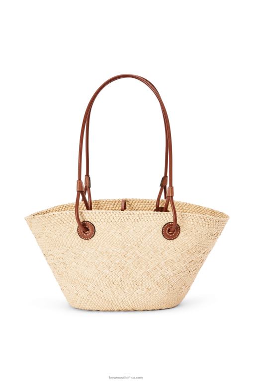 Loewe Women Small Anagram Basket bag in iraca palm and calfskin 206XF19 Natural/Tan - Image 6