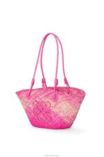 Loewe Women Small Anagram basket bag in iraca palm and calfskin 206XF56 Fuchsia - Image 2