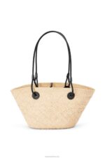 Loewe Women Small Anagram Basket bag in iraca palm and calfskin 206XF85 Natural/Black - Image 4