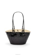 Loewe Women Small Anagram basket in sequinned iraca palm and calfskin 206XF71 Black - Image 3