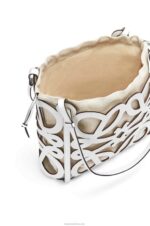 Loewe Women Small Anagram cut-out tote in box calfskin 206XF187 Soft White - Image 5