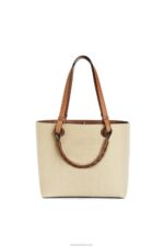 Loewe Women Small Anagram Tote bag in jacquard and calfskin 206XF121 Ecru/Tan - Image 4