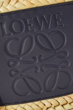 Loewe Women Small basket bag in palm leaf and calfskin 206XF81 Natural/Ocean - Image 5
