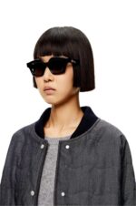 Loewe Women Small browline sunglasses in acetate 206XF1483 Shiny Black - Image 2