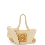Loewe Women Small Bunny Basket bag in raffia and calfskin 206XF78 Natural
