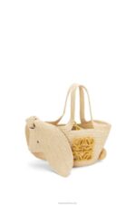 Loewe Women Small Bunny Basket bag in raffia and calfskin 206XF78 Natural - Image 3
