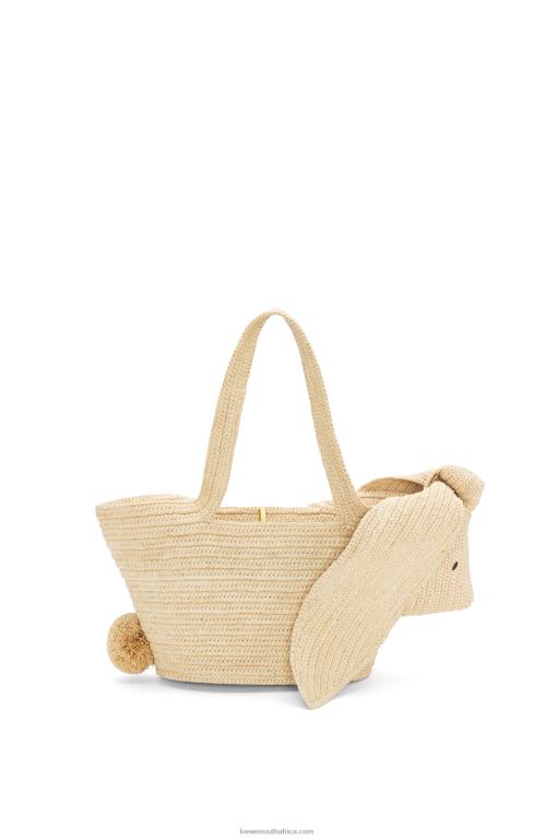 Loewe Women Small Bunny Basket bag in raffia and calfskin 206XF78 Natural - Image 4