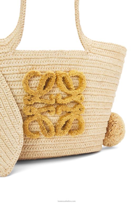 Loewe Women Small Bunny Basket bag in raffia and calfskin 206XF78 Natural - Image 6