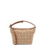 Loewe Women Small Cubi bag in Anagram jacquard and calfskin 206XF504 Tan/Pecan