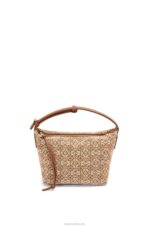Loewe Women Small Cubi bag in Anagram jacquard and calfskin 206XF504 Tan/Pecan