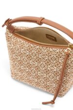 Loewe Women Small Cubi bag in Anagram jacquard and calfskin 206XF504 Tan/Pecan - Image 5