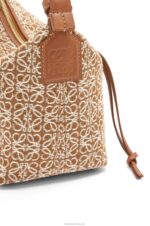 Loewe Women Small Cubi bag in Anagram jacquard and calfskin 206XF504 Tan/Pecan - Image 6
