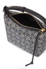 Loewe Women Small Cubi bag in Anagram jacquard and calfskin 206XF518 Navy/Black - Image 5