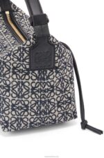Loewe Women Small Cubi bag in Anagram jacquard and calfskin 206XF518 Navy/Black - Image 6