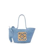Loewe Women Small Elephant basket bag in raffia 206XF77 Denim Blue